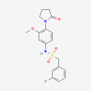 molecular formula C18H19FN2O4S B6478215 1-(3-fluorophenyl)-N-[3-methoxy-4-(2-oxopyrrolidin-1-yl)phenyl]methanesulfonamide CAS No. 1251687-40-7