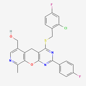 (7-{[(2-chloro-4-fluorophenyl)methyl]sulfanyl}-5-(4-fluorophenyl)-14-methyl-2-oxa-4,6,13-triazatricyclo[8.4.0.0^{3,8}]tetradeca-1(10),3(8),4,6,11,13-hexaen-11-yl)methanol