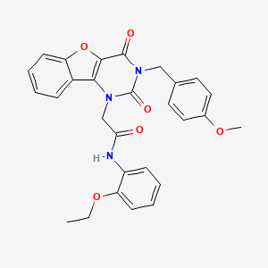 molecular formula C28H25N3O6 B6478267 N-(2-ethoxyphenyl)-2-{5-[(4-methoxyphenyl)methyl]-4,6-dioxo-8-oxa-3,5-diazatricyclo[7.4.0.0^{2,7}]trideca-1(9),2(7),10,12-tetraen-3-yl}acetamide CAS No. 892435-71-1