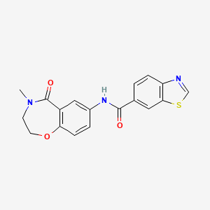 molecular formula C18H15N3O3S B6478284 N-(4-methyl-5-oxo-2,3,4,5-tetrahydro-1,4-benzoxazepin-7-yl)-1,3-benzothiazole-6-carboxamide CAS No. 1286727-90-9