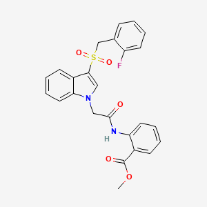 molecular formula C25H21FN2O5S B6478307 methyl 2-(2-{3-[(2-fluorophenyl)methanesulfonyl]-1H-indol-1-yl}acetamido)benzoate CAS No. 893282-39-8