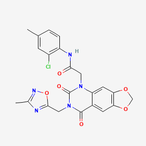 molecular formula C22H18ClN5O6 B6478332 N-(2-chloro-4-methylphenyl)-2-{7-[(3-methyl-1,2,4-oxadiazol-5-yl)methyl]-6,8-dioxo-2H,5H,6H,7H,8H-[1,3]dioxolo[4,5-g]quinazolin-5-yl}acetamide CAS No. 959526-15-9