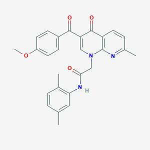 molecular formula C27H25N3O4 B6478334 N-(2,5-dimethylphenyl)-2-[3-(4-methoxybenzoyl)-7-methyl-4-oxo-1,4-dihydro-1,8-naphthyridin-1-yl]acetamide CAS No. 894910-48-6