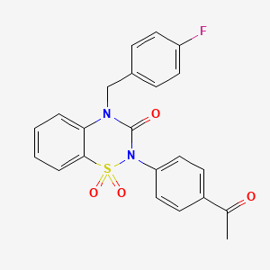 molecular formula C22H17FN2O4S B6478443 2-(4-acetylphenyl)-4-[(4-fluorophenyl)methyl]-3,4-dihydro-2H-1??,2,4-benzothiadiazine-1,1,3-trione CAS No. 896682-40-9