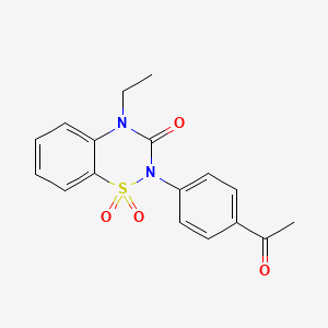molecular formula C17H16N2O4S B6478460 2-(4-acetylphenyl)-4-ethyl-3,4-dihydro-2H-1??,2,4-benzothiadiazine-1,1,3-trione CAS No. 896685-33-9