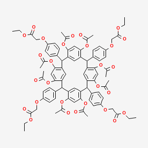 ethyl 2-{4-[4,6,10,12,16,18,22,24-octakis(acetyloxy)-8,14,20-tris[4-(2-ethoxy-2-oxoethoxy)phenyl]pentacyclo[19.3.1.1^{3,7}.1^{9,13}.1^{15,19}]octacosa-1(25),3(28),4,6,9,11,13(27),15,17,19(26),21,23-dodecaen-2-yl]phenoxy}acetate