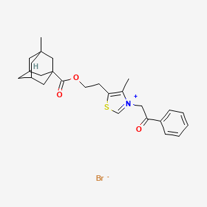 4-methyl-5-[2-(3-methyladamantane-1-carbonyloxy)ethyl]-3-(2-oxo-2-phenylethyl)-1,3-thiazol-3-ium bromide