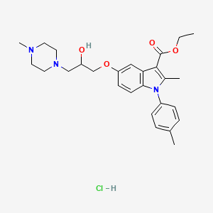 molecular formula C27H36ClN3O4 B6478495 ethyl 5-[2-hydroxy-3-(4-methylpiperazin-1-yl)propoxy]-2-methyl-1-(4-methylphenyl)-1H-indole-3-carboxylate hydrochloride CAS No. 1052545-35-3