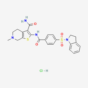 molecular formula C24H25ClN4O4S2 B6478546 2-[4-(2,3-dihydro-1H-indole-1-sulfonyl)benzamido]-6-methyl-4H,5H,6H,7H-thieno[2,3-c]pyridine-3-carboxamide hydrochloride CAS No. 1052533-92-2