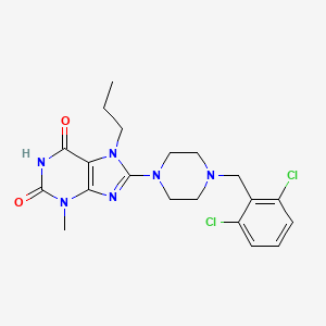 molecular formula C20H24Cl2N6O2 B6478559 8-{4-[(2,6-dichlorophenyl)methyl]piperazin-1-yl}-3-methyl-7-propyl-2,3,6,7-tetrahydro-1H-purine-2,6-dione CAS No. 898437-21-3