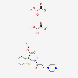 molecular formula C23H33N3O11S B6478578 ethyl 2-[3-(4-methylpiperazin-1-yl)propanamido]-4,5,6,7-tetrahydro-1-benzothiophene-3-carboxylate; bis(oxalic acid) CAS No. 475041-00-0