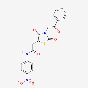 molecular formula C19H15N3O6S B6478590 2-[2,4-dioxo-3-(2-oxo-2-phenylethyl)-1,3-thiazolidin-5-yl]-N-(4-nitrophenyl)acetamide CAS No. 871480-78-3