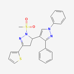 molecular formula C23H20N4O2S2 B6478607 2-methanesulfonyl-1',3'-diphenyl-5-(thiophen-2-yl)-3,4-dihydro-1'H,2H-3,4'-bipyrazole CAS No. 876941-27-4