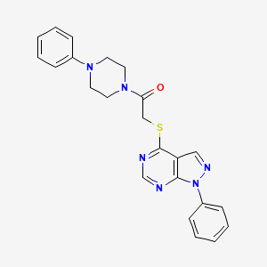 molecular formula C23H22N6OS B6478617 2-({1-phenyl-1H-pyrazolo[3,4-d]pyrimidin-4-yl}sulfanyl)-1-(4-phenylpiperazin-1-yl)ethan-1-one CAS No. 887223-02-1
