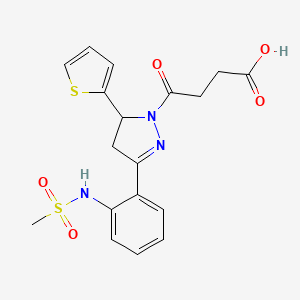 molecular formula C18H19N3O5S2 B6478640 4-[3-(2-methanesulfonamidophenyl)-5-(thiophen-2-yl)-4,5-dihydro-1H-pyrazol-1-yl]-4-oxobutanoic acid CAS No. 920436-15-3