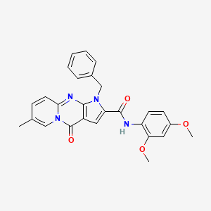 molecular formula C27H24N4O4 B6478658 6-benzyl-N-(2,4-dimethoxyphenyl)-12-methyl-2-oxo-1,6,8-triazatricyclo[7.4.0.0^{3,7}]trideca-3(7),4,8,10,12-pentaene-5-carboxamide CAS No. 900257-75-2