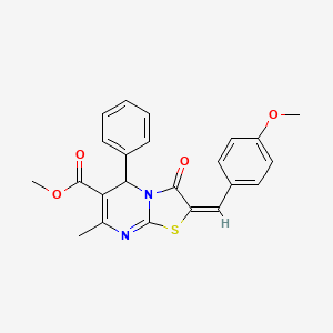 molecular formula C23H20N2O4S B6478665 methyl (2E)-2-[(4-methoxyphenyl)methylidene]-7-methyl-3-oxo-5-phenyl-2H,3H,5H-[1,3]thiazolo[3,2-a]pyrimidine-6-carboxylate CAS No. 211929-30-5