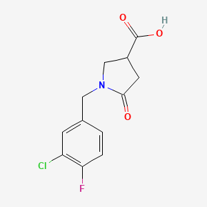molecular formula C12H11ClFNO3 B6478670 1-[(3-chloro-4-fluorophenyl)methyl]-5-oxopyrrolidine-3-carboxylic acid CAS No. 187028-72-4