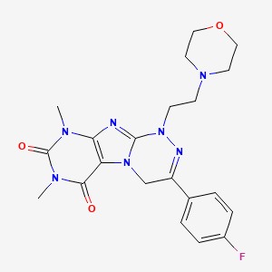 molecular formula C21H24FN7O3 B6478729 3-(4-fluorophenyl)-7,9-dimethyl-1-[2-(morpholin-4-yl)ethyl]-1H,4H,6H,7H,8H,9H-[1,2,4]triazino[4,3-g]purine-6,8-dione CAS No. 898443-80-6