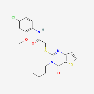 molecular formula C21H24ClN3O3S2 B6478736 N-(4-chloro-2-methoxy-5-methylphenyl)-2-{[3-(3-methylbutyl)-4-oxo-3H,4H-thieno[3,2-d]pyrimidin-2-yl]sulfanyl}acetamide CAS No. 1260916-42-4