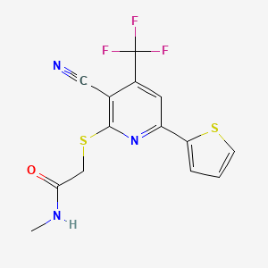 molecular formula C14H10F3N3OS2 B6478745 2-{[3-cyano-6-(thiophen-2-yl)-4-(trifluoromethyl)pyridin-2-yl]sulfanyl}-N-methylacetamide CAS No. 905772-99-8