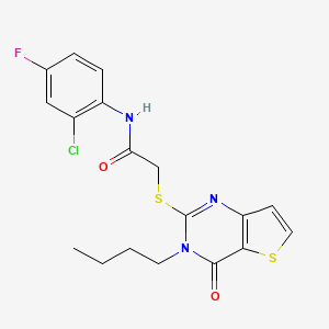 molecular formula C18H17ClFN3O2S2 B6478749 2-({3-butyl-4-oxo-3H,4H-thieno[3,2-d]pyrimidin-2-yl}sulfanyl)-N-(2-chloro-4-fluorophenyl)acetamide CAS No. 1260937-77-6