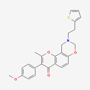 molecular formula C25H23NO4S B6478777 3-(4-methoxyphenyl)-2-methyl-9-[2-(thiophen-2-yl)ethyl]-4H,8H,9H,10H-chromeno[8,7-e][1,3]oxazin-4-one CAS No. 929440-78-8