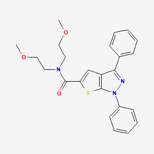 molecular formula C24H25N3O3S B6478831 N,N-bis(2-methoxyethyl)-1,3-diphenyl-1H-thieno[2,3-c]pyrazole-5-carboxamide CAS No. 912912-52-8