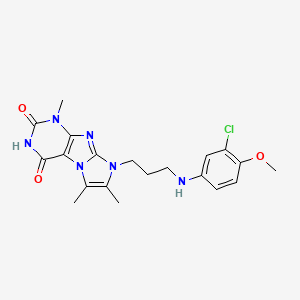 molecular formula C20H23ClN6O3 B6478847 8-{3-[(3-chloro-4-methoxyphenyl)amino]propyl}-1,6,7-trimethyl-1H,2H,3H,4H,8H-imidazo[1,2-g]purine-2,4-dione CAS No. 923109-30-2