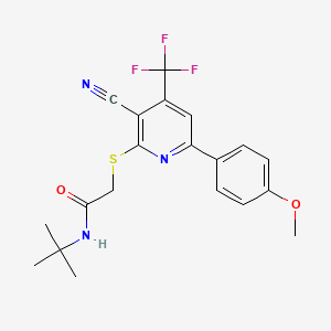 molecular formula C20H20F3N3O2S B6478908 N-tert-butyl-2-{[3-cyano-6-(4-methoxyphenyl)-4-(trifluoromethyl)pyridin-2-yl]sulfanyl}acetamide CAS No. 905787-00-0