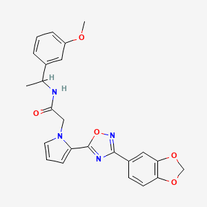 molecular formula C24H22N4O5 B6478957 2-{2-[3-(2H-1,3-benzodioxol-5-yl)-1,2,4-oxadiazol-5-yl]-1H-pyrrol-1-yl}-N-[1-(3-methoxyphenyl)ethyl]acetamide CAS No. 1260990-90-6