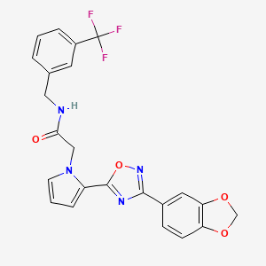 molecular formula C23H17F3N4O4 B6478965 2-{2-[3-(2H-1,3-benzodioxol-5-yl)-1,2,4-oxadiazol-5-yl]-1H-pyrrol-1-yl}-N-{[3-(trifluoromethyl)phenyl]methyl}acetamide CAS No. 1261017-11-1