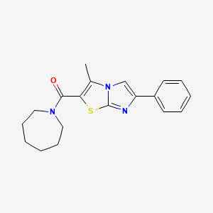 molecular formula C19H21N3OS B6478981 1-{3-methyl-6-phenylimidazo[2,1-b][1,3]thiazole-2-carbonyl}azepane CAS No. 879918-30-6