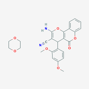 1,4-dioxane; bis(2-amino-4-(2,4-dimethoxyphenyl)-5-oxo-4H,5H-pyrano[3,2-c]chromene-3-carbonitrile)