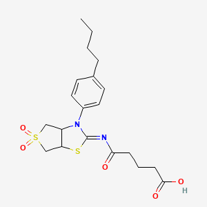 molecular formula C20H26N2O5S2 B6479010 4-{[(2E)-3-(4-butylphenyl)-5,5-dioxo-hexahydro-5??-thieno[3,4-d][1,3]thiazol-2-ylidene]carbamoyl}butanoic acid CAS No. 879938-94-0