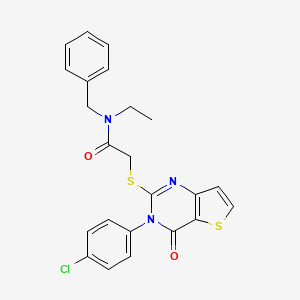 molecular formula C23H20ClN3O2S2 B6479054 N-benzyl-2-{[3-(4-chlorophenyl)-4-oxo-3H,4H-thieno[3,2-d]pyrimidin-2-yl]sulfanyl}-N-ethylacetamide CAS No. 1261003-98-8