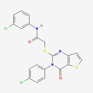 molecular formula C20H13Cl2N3O2S2 B6479056 N-(3-chlorophenyl)-2-{[3-(4-chlorophenyl)-4-oxo-3H,4H-thieno[3,2-d]pyrimidin-2-yl]sulfanyl}acetamide CAS No. 1260948-39-7