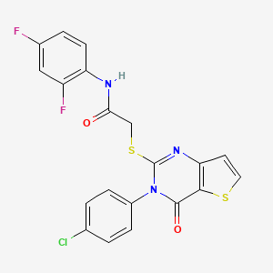 molecular formula C20H12ClF2N3O2S2 B6479063 2-{[3-(4-chlorophenyl)-4-oxo-3H,4H-thieno[3,2-d]pyrimidin-2-yl]sulfanyl}-N-(2,4-difluorophenyl)acetamide CAS No. 1260935-49-6