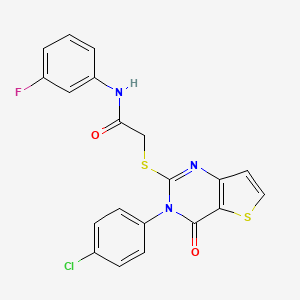 molecular formula C20H13ClFN3O2S2 B6479073 2-{[3-(4-chlorophenyl)-4-oxo-3H,4H-thieno[3,2-d]pyrimidin-2-yl]sulfanyl}-N-(3-fluorophenyl)acetamide CAS No. 1260934-22-2