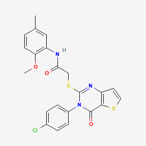 molecular formula C22H18ClN3O3S2 B6479081 2-{[3-(4-chlorophenyl)-4-oxo-3H,4H-thieno[3,2-d]pyrimidin-2-yl]sulfanyl}-N-(2-methoxy-5-methylphenyl)acetamide CAS No. 1260937-86-7