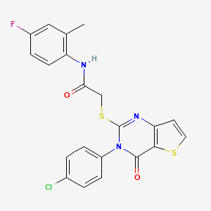 molecular formula C21H15ClFN3O2S2 B6479086 2-{[3-(4-chlorophenyl)-4-oxo-3H,4H-thieno[3,2-d]pyrimidin-2-yl]sulfanyl}-N-(4-fluoro-2-methylphenyl)acetamide CAS No. 1261016-54-9