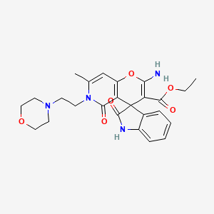 molecular formula C25H28N4O6 B6479095 ethyl 2'-amino-7'-methyl-6'-[2-(morpholin-4-yl)ethyl]-2,5'-dioxo-1,2,5',6'-tetrahydrospiro[indole-3,4'-pyrano[3,2-c]pyridine]-3'-carboxylate CAS No. 873571-83-6