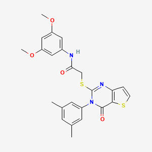 molecular formula C24H23N3O4S2 B6479107 N-(3,5-dimethoxyphenyl)-2-{[3-(3,5-dimethylphenyl)-4-oxo-3H,4H-thieno[3,2-d]pyrimidin-2-yl]sulfanyl}acetamide CAS No. 1261019-30-0