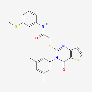 molecular formula C23H21N3O2S3 B6479113 2-{[3-(3,5-dimethylphenyl)-4-oxo-3H,4H-thieno[3,2-d]pyrimidin-2-yl]sulfanyl}-N-[3-(methylsulfanyl)phenyl]acetamide CAS No. 1260920-36-2