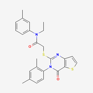 molecular formula C25H25N3O2S2 B6479126 2-{[3-(2,4-dimethylphenyl)-4-oxo-3H,4H-thieno[3,2-d]pyrimidin-2-yl]sulfanyl}-N-ethyl-N-(3-methylphenyl)acetamide CAS No. 1260927-18-1