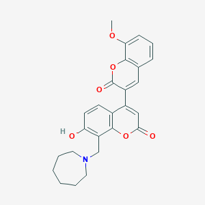 molecular formula C26H25NO6 B6479135 8'-[(azepan-1-yl)methyl]-7'-hydroxy-8-methoxy-2H,2'H-[3,4'-bichromene]-2,2'-dione CAS No. 869079-21-0
