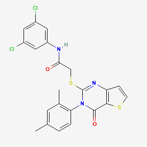 molecular formula C22H17Cl2N3O2S2 B6479138 N-(3,5-dichlorophenyl)-2-{[3-(2,4-dimethylphenyl)-4-oxo-3H,4H-thieno[3,2-d]pyrimidin-2-yl]sulfanyl}acetamide CAS No. 1261014-17-8