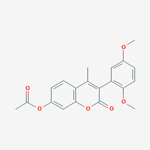 molecular formula C20H18O6 B6479139 3-(2,5-dimethoxyphenyl)-4-methyl-2-oxo-2H-chromen-7-yl acetate CAS No. 890632-59-4