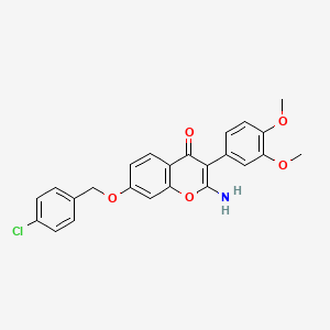 molecular formula C24H20ClNO5 B6479146 2-amino-7-[(4-chlorophenyl)methoxy]-3-(3,4-dimethoxyphenyl)-4H-chromen-4-one CAS No. 890634-81-8