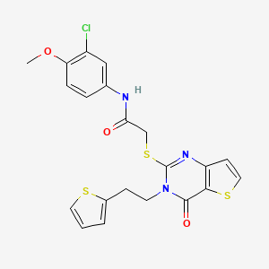 molecular formula C21H18ClN3O3S3 B6479161 N-(3-chloro-4-methoxyphenyl)-2-({4-oxo-3-[2-(thiophen-2-yl)ethyl]-3H,4H-thieno[3,2-d]pyrimidin-2-yl}sulfanyl)acetamide CAS No. 1260951-17-4